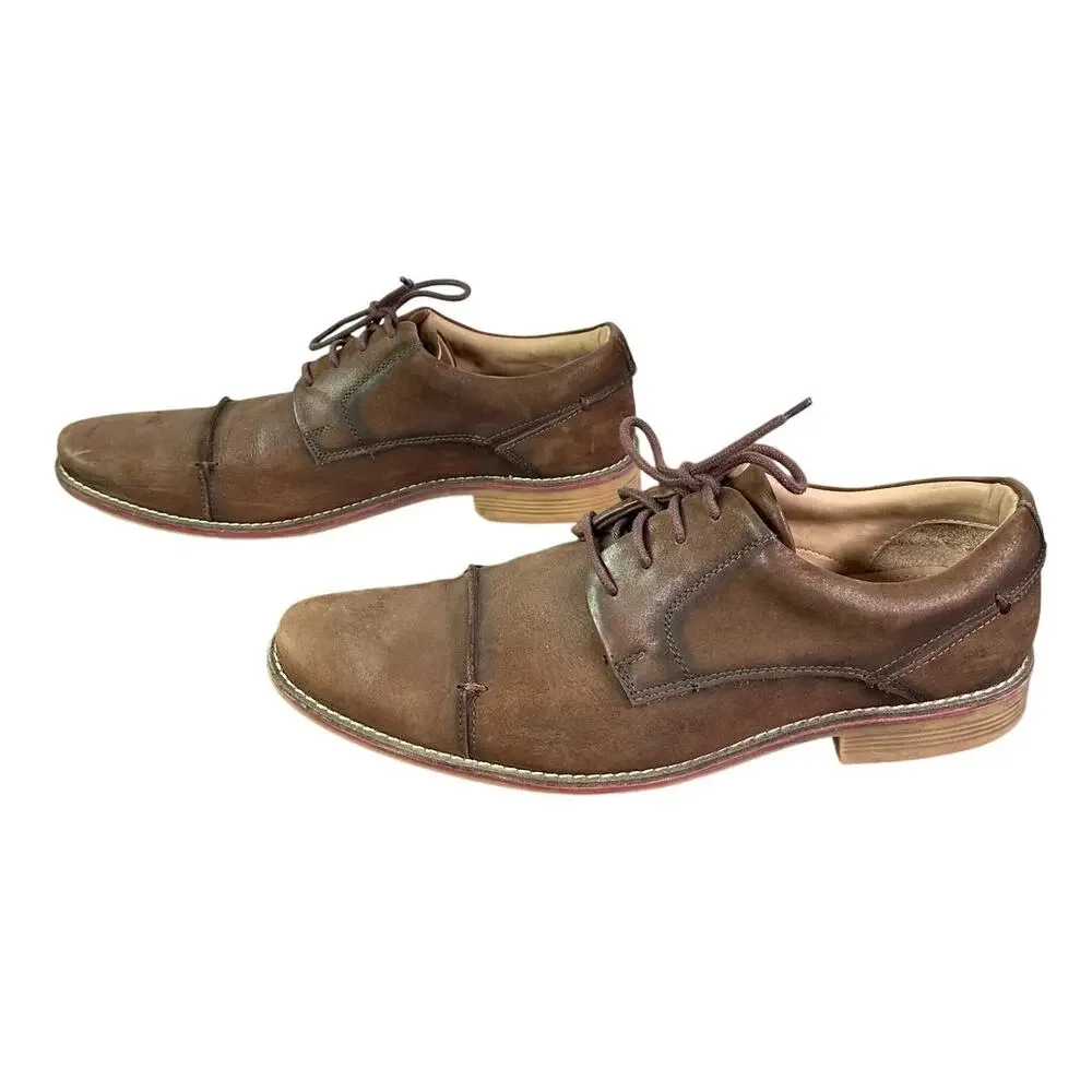 Belvedere Studio Men's 11 11D Brown Leather Paris Cap Toe Lace Up Oxford Shoes